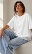 Wit Oversized T-Shirt met Kantzoom