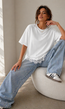 Wit Oversized T-Shirt met Kantzoom