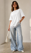 Wit Oversized T-Shirt met Kantzoom