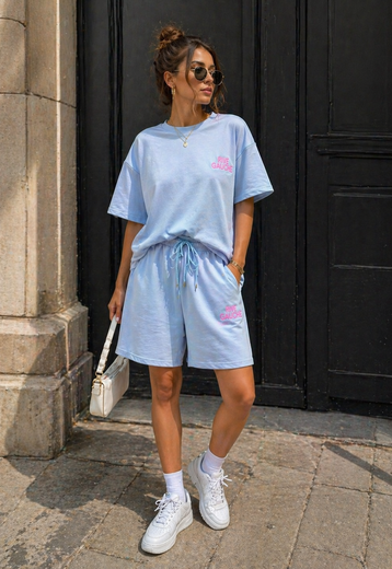 Lichtblauwe Two Piece Set met Shorts
