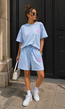 Lichtblauwe Two Piece Set met T-Shirt en Shorts