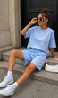 Lichtblauwe Two Piece Set met T-Shirt en Shorts