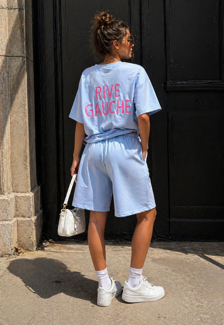 Lichtblauwe Two Piece Set met T-Shirt en Shorts