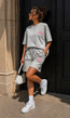 Grijze Two Piece Set met T-Shirt en Shorts