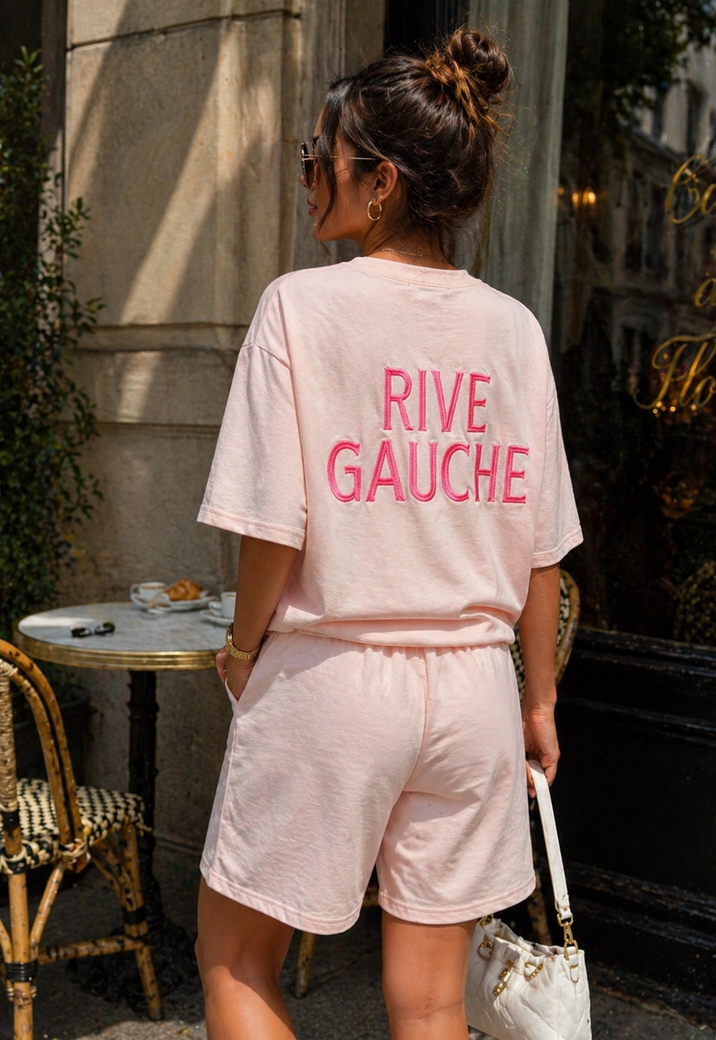 Lichtroze Two Piece Set met T-Shirt en Shorts