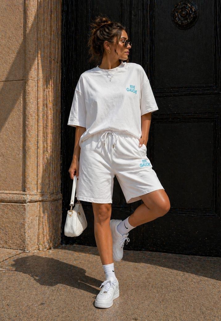 Witte Two Piece Set met T-Shirt en Shorts