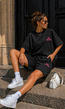 Zwarte Two Piece Set met T-Shirt en Shorts