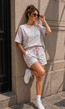 Grijze Polkadot Two Piece Set met T-Shirt en Shorts