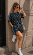 Zwarte Polkadot Two Piece Set met T-Shirt en Shorts