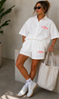 Witte Blouse Set met Korte Mouwen en Shorts