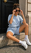 Lichtblauwe Polkadot Two Piece Set met T-Shirt en Shorts