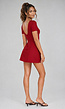 Bordeaux Rood Sport Skort Jurkje met Open Rug en Strikdetail