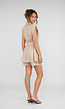 Beige Blazer Playsuit met Schoudervulling en Riem