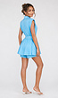 Lichtblauwe Blazer Playsuit met Ceintuur en Schoudervulling