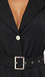 Zwarte Blazer Playsuit met Schoudervulling en Riem