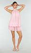Roze Halter Jurkje met Open Rug en Striksluiting