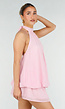 Roze Halter Jurkje met Open Rug en Striksluiting
