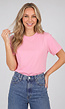 Roze Basic T-Shirt met Lichte Stretch