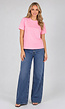 Roze Basic T-Shirt met Lichte Stretch