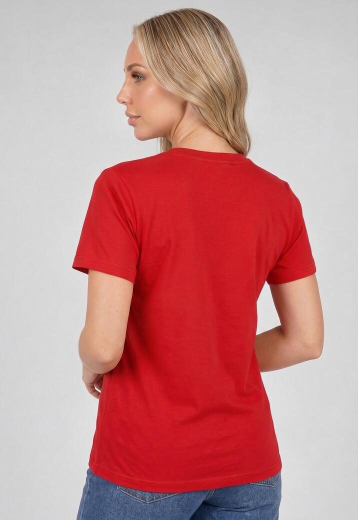 Rood Basic T-Shirt met Lichte Stretch