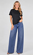 Zwart Basic T-Shirt met Lichte Stretch