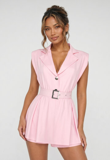 Roze Blazer Playsuit met Ceintuur
