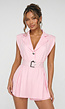 Roze Mouwloze Blazer Playsuit met Ceintuur