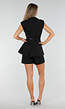 Zwarte Mouwloze Blazer en Tailored Short Set met Riem