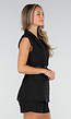 Zwarte Mouwloze Blazer en Tailored Short Set met Riem