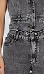 Zwarte Denim Two Piece Set met Halter Gilet en Wide Leg Jeans Voor Dames