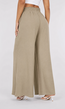 Taupe Wide Leg Broek met Smock Taille en Strikkoord
