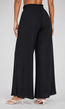 Zwarte Wide Leg Broek met Smock Taille en Strikkoord