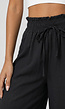 Zwarte Wide Leg Broek met Smock Taille en Strikkoord