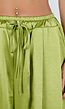 Limoengroene Satijnen Wide Leg Broek met Elastische Taille