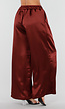 Satijnen Bordeaux Rode Wide Leg Broek met Elastische Taille