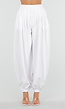 Witte Plooibroek met Elastische Boorden en Hoge Taille