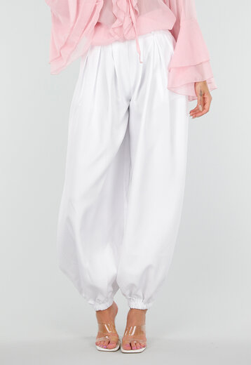 Witte Plooibroek met Elastische Boorden