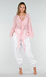 Witte Plooibroek met Elastische Boorden en Hoge Taille