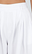 Witte Plooibroek met Elastische Boorden en Hoge Taille