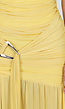 Gele One Shoulder Mesh Maxi Jurk met Split en Drapering
