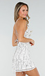 Witte Pailletten Halter Jurk met Open Rug en Kralenband
