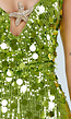 Groene Pailletten Playsuit met Open Rug en Zeester Detail