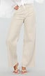 Beige Gestreepte Wide Leg Broek