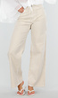 NEW010726 Beige Gestreepte Wide Leg Broek