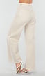 Beige Gestreepte Wide Leg Broek met Lichte Stretch