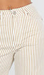Beige Gestreepte Wide Leg Broek met Lichte Stretch