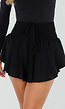 Zwarte Skort met Ruches en Elastische Taille