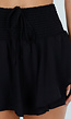 Zwarte Skort met Ruches en Elastische Taille