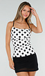 Witte Polkadot Top met Open Rug en Striksluiting