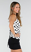 Witte Polkadot Top met Open Rug en Striksluiting